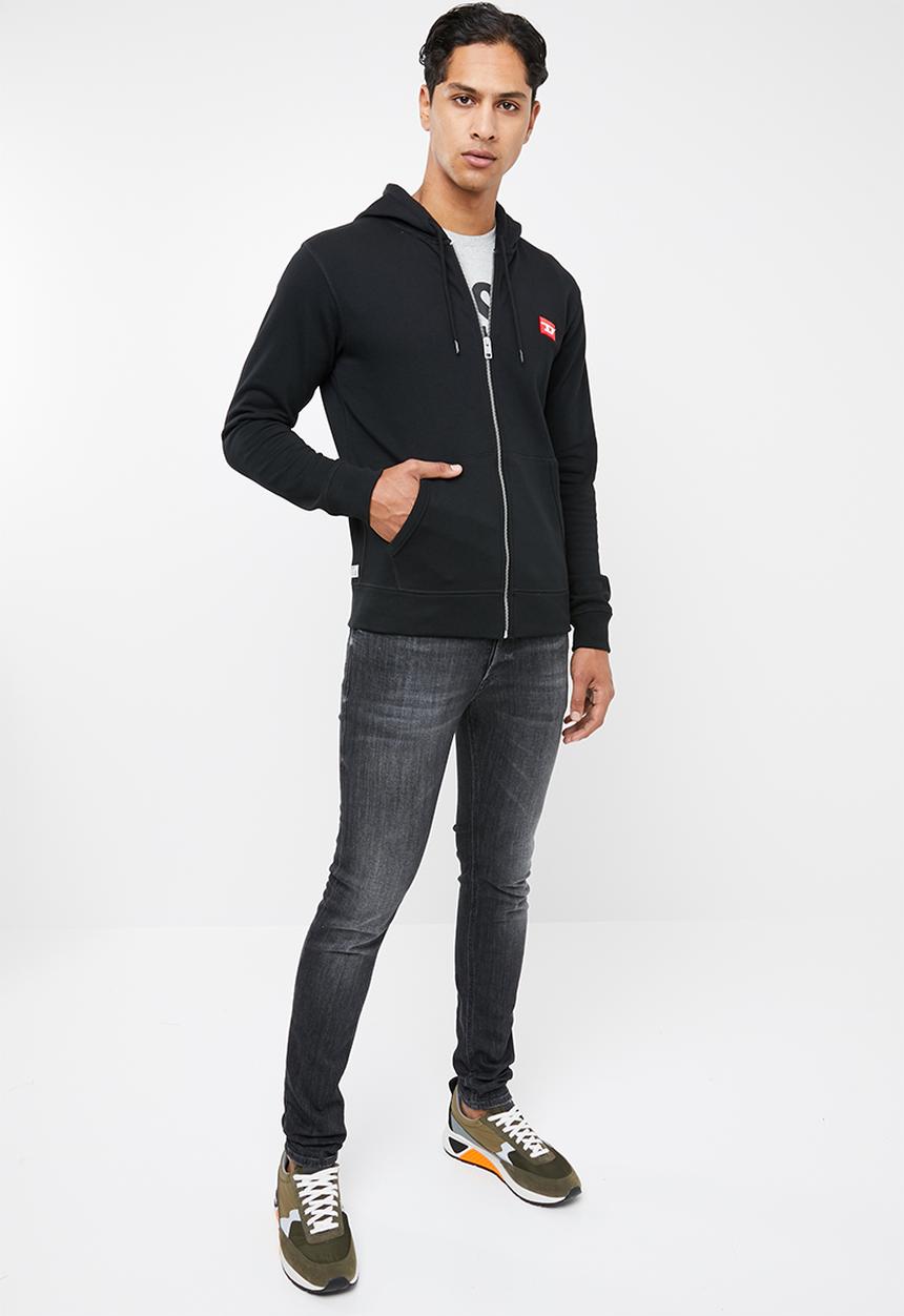 Diesel  - Brandon zip through sweat hoodie - black