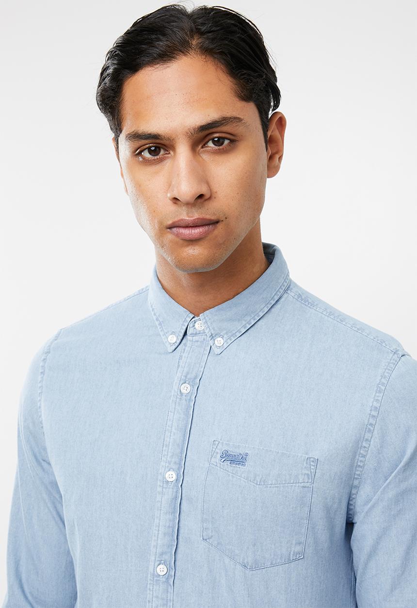 Superdry. - Classic twill long sleeve shirt - blue