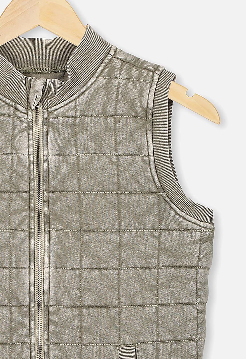 Cotton On - Quilted bomber vest - khaki