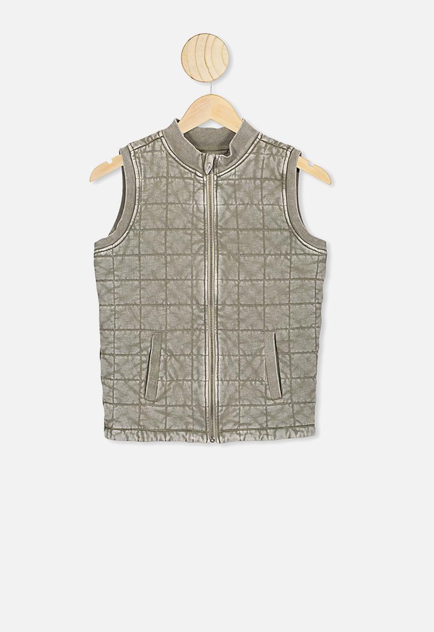 Cotton On - Quilted bomber vest - khaki