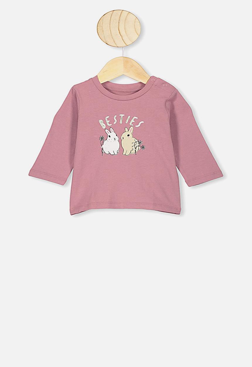 Cotton On - Jamie long sleeve tee - dusty berry besties