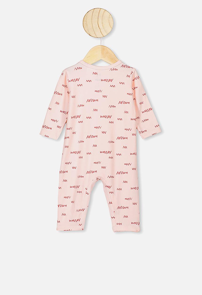 Cotton On - The long sleeve snap romper - crystal pink little scribble