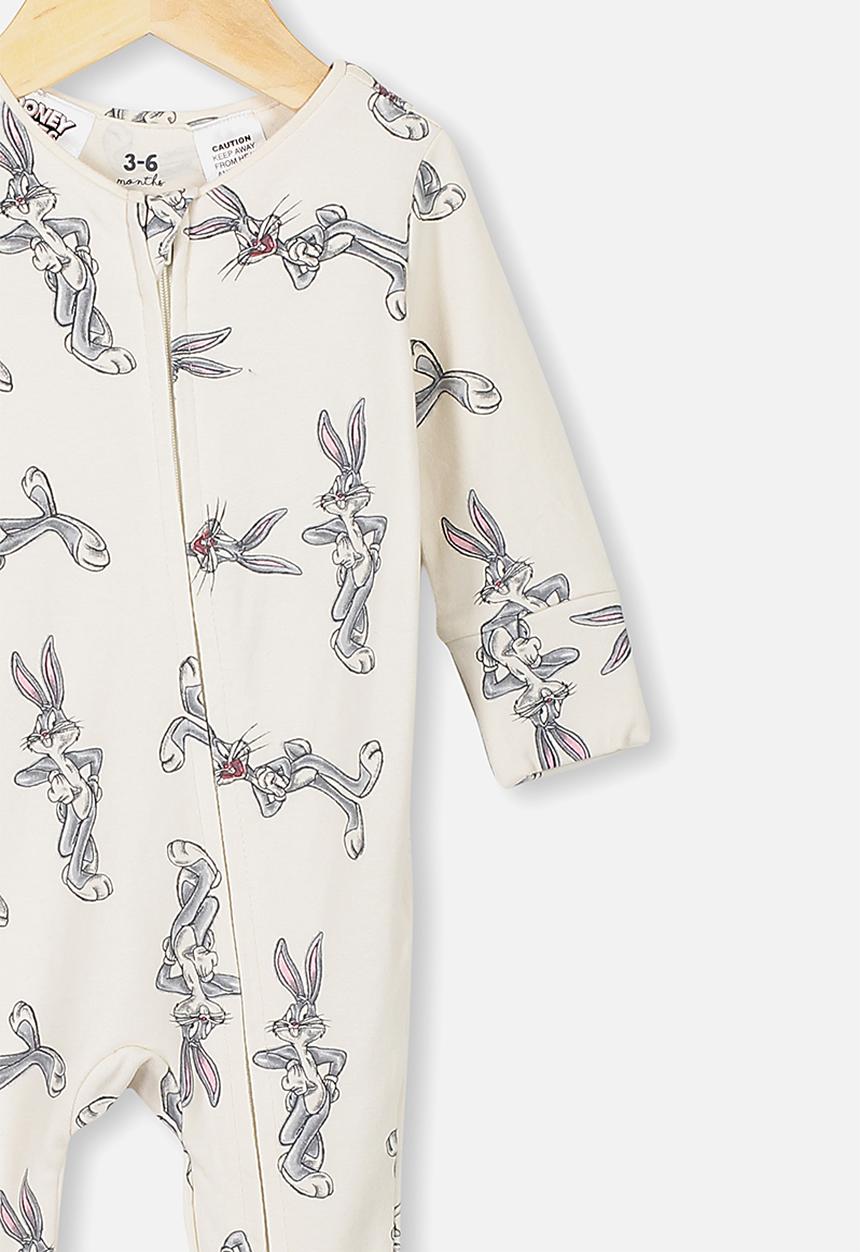 Cotton On - The long sleeve zip romper - vanilla bugs bunny
