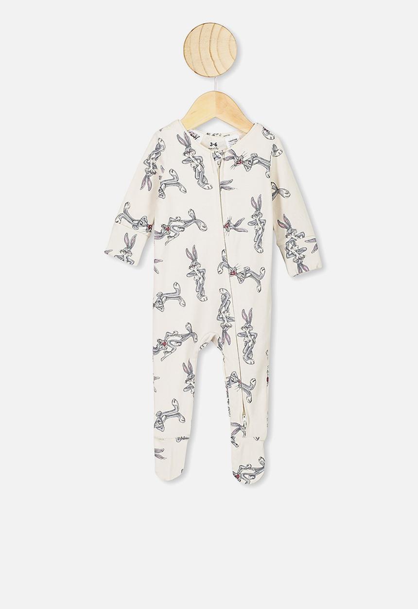 Cotton On - The long sleeve zip romper - vanilla bugs bunny
