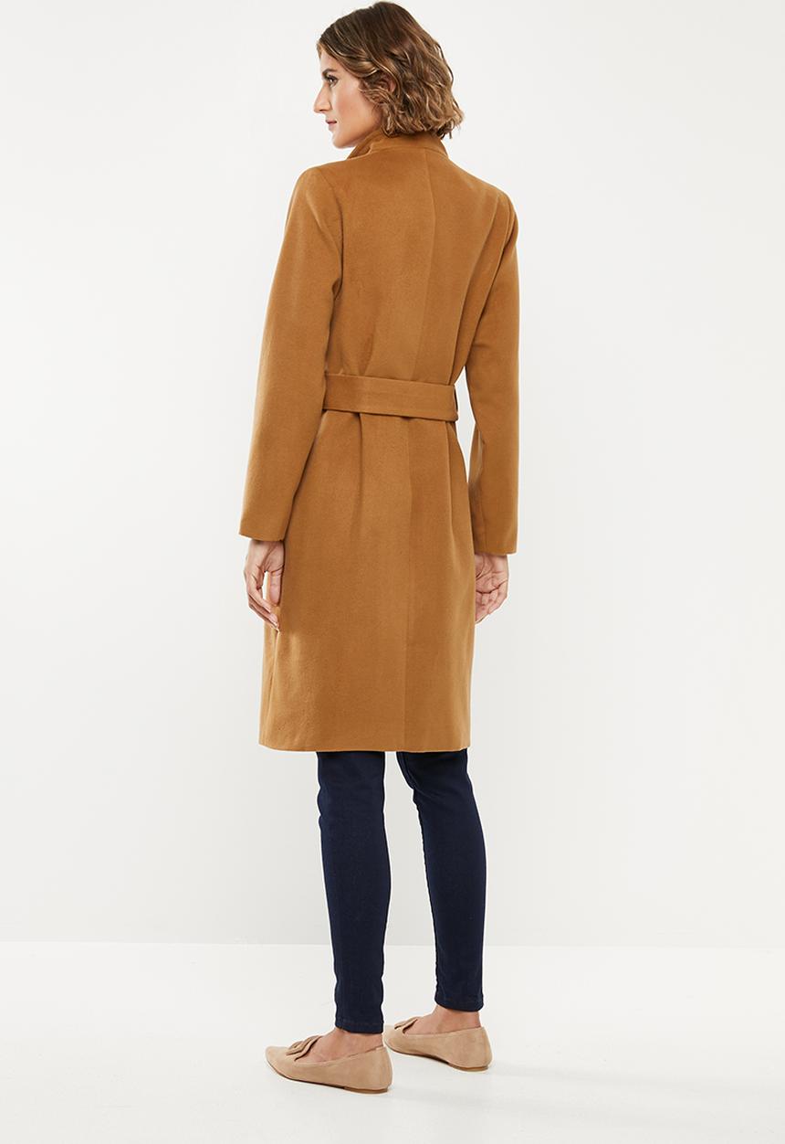edit - Funnel neck coat - brown 