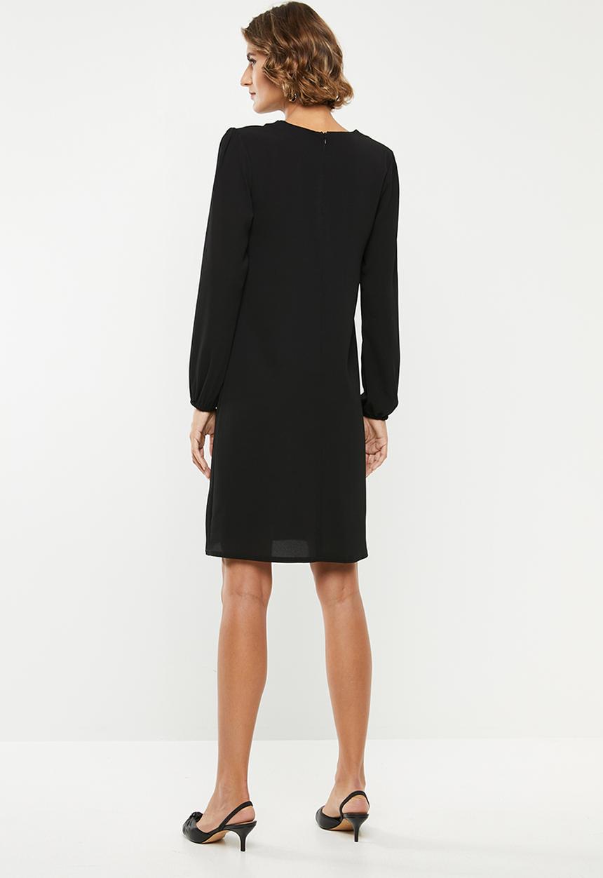 edit - Balloon sleeve shift dress - black