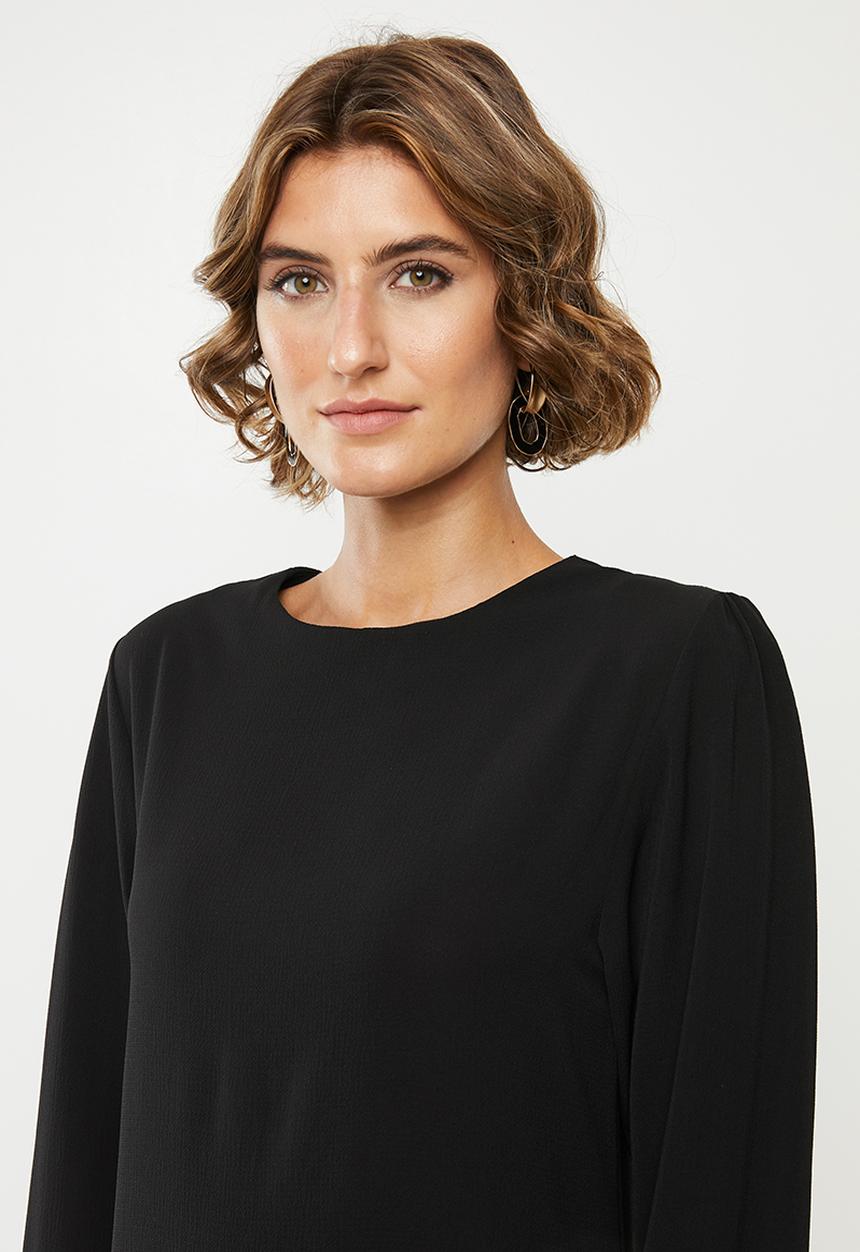 edit - Balloon sleeve shift dress - black