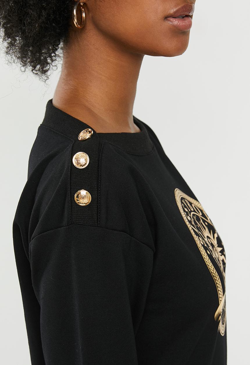 SISSY BOY - Logo crest sweater with button detail - black