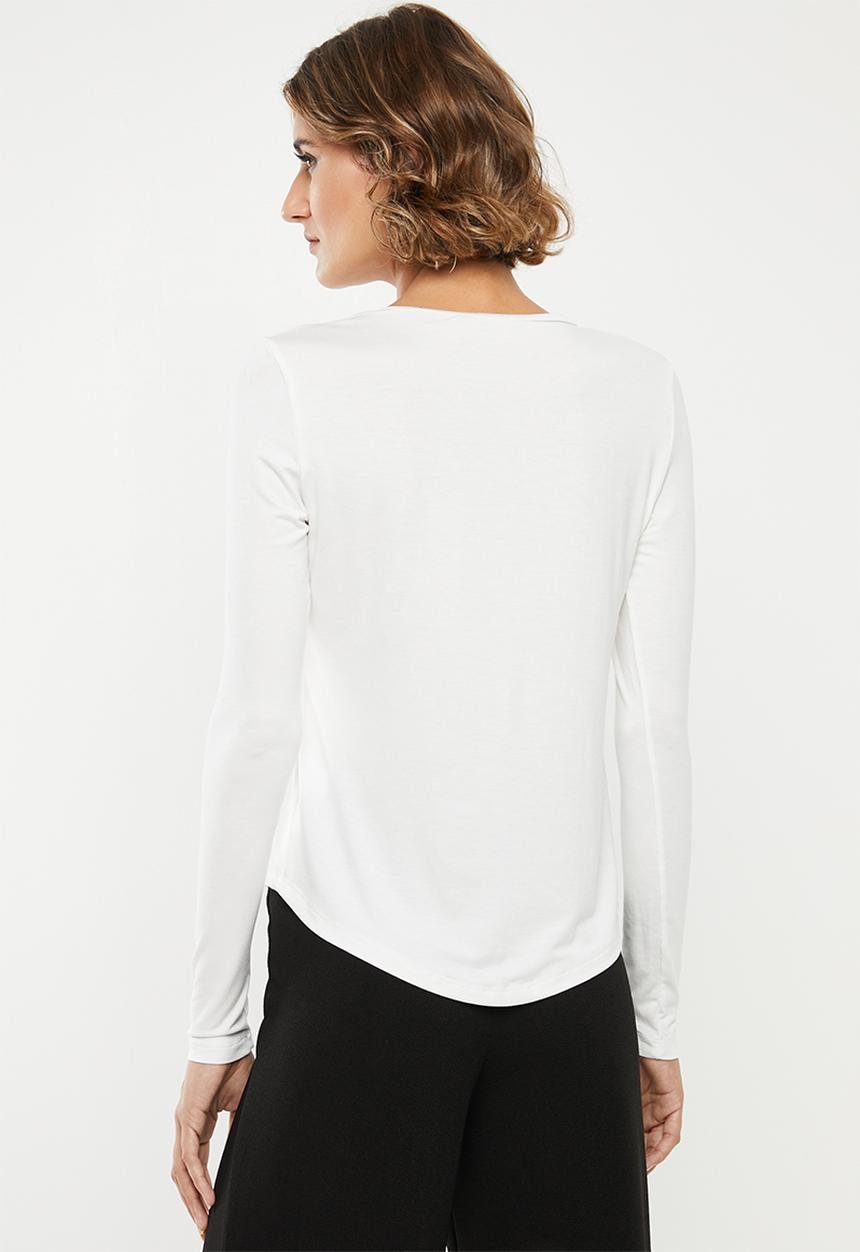 edit - 2pck long sleeve scoop neck tee - white & grey melange