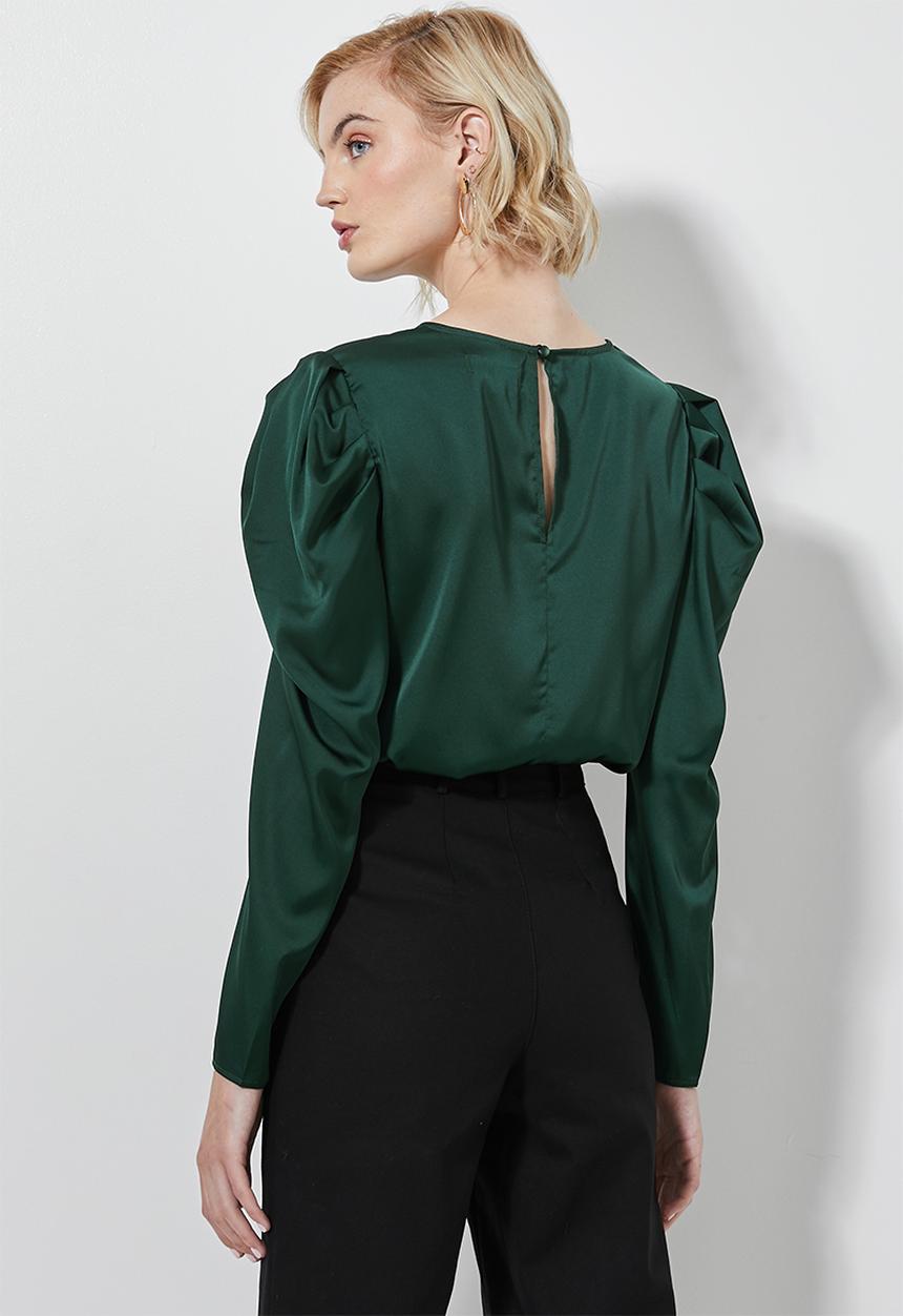 Superbalist - Mutton sleeve shell blouse - green