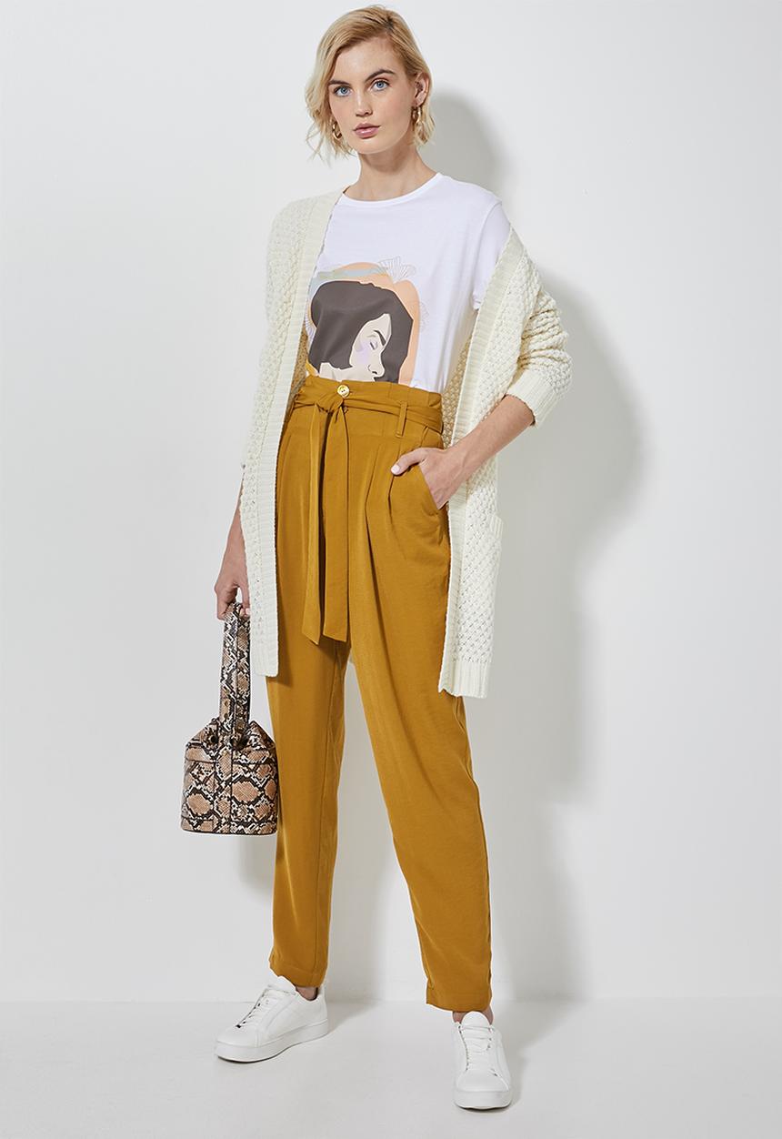 Superbalist - Paperbag trousers - mustard