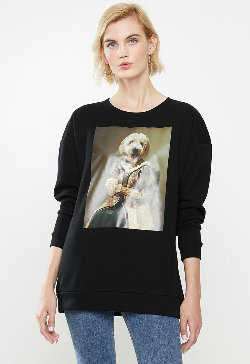 ONLY - Royal long sleeve o-neck hood - black