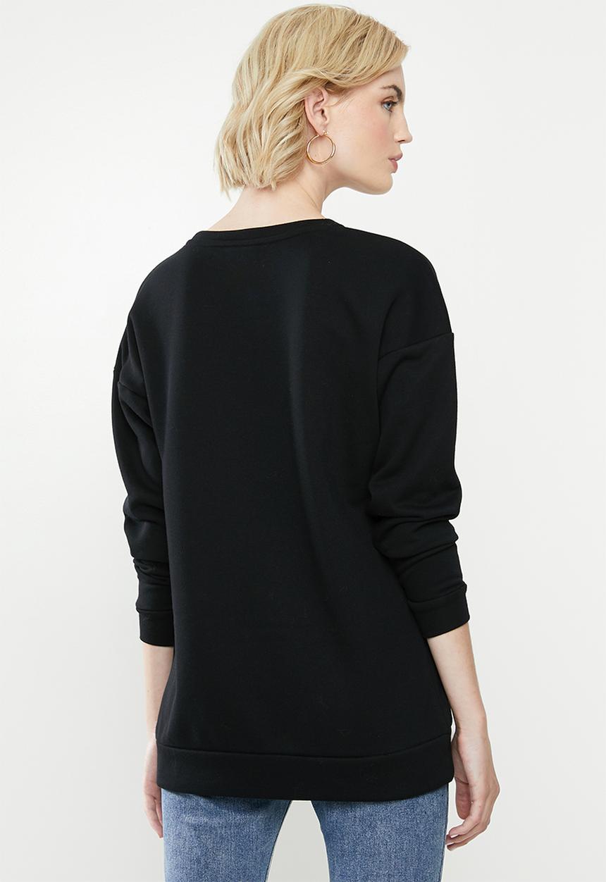 ONLY - Royal long sleeve o-neck hood - black