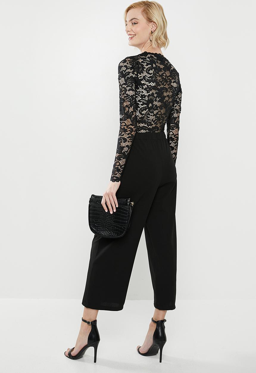 Vero Moda - Dora long sleeve v-neck bodystocking - black