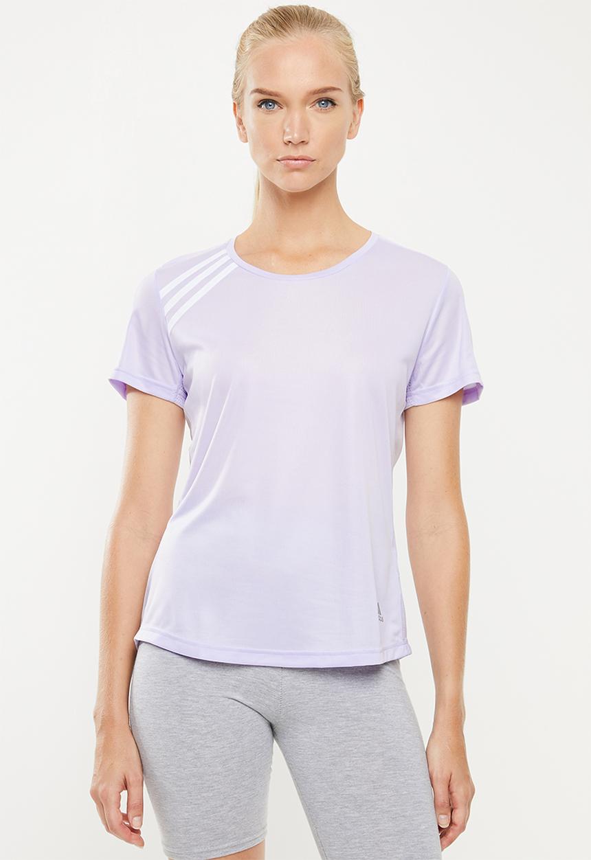 adidas Performance - 3 stripe run it tee - purple