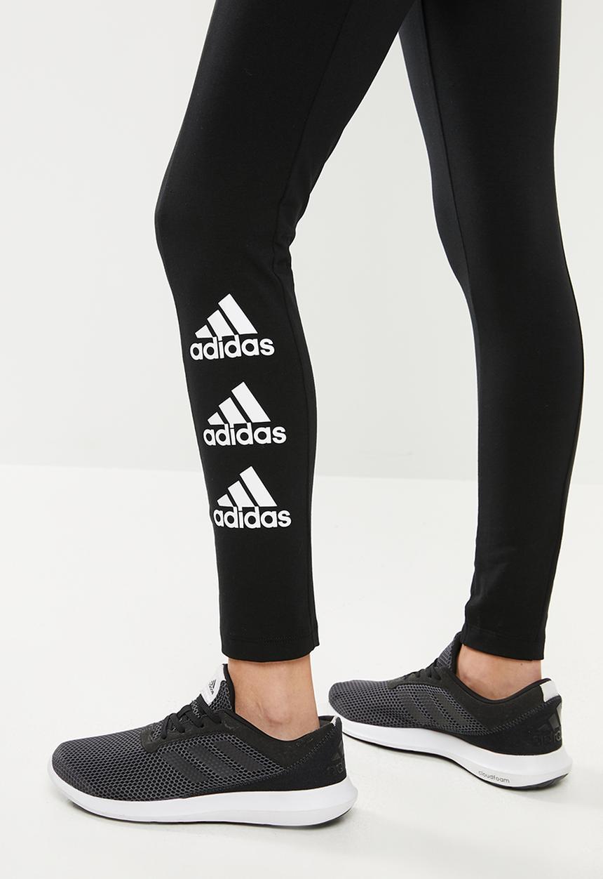 adidas Performance - Stacked tights - black & white