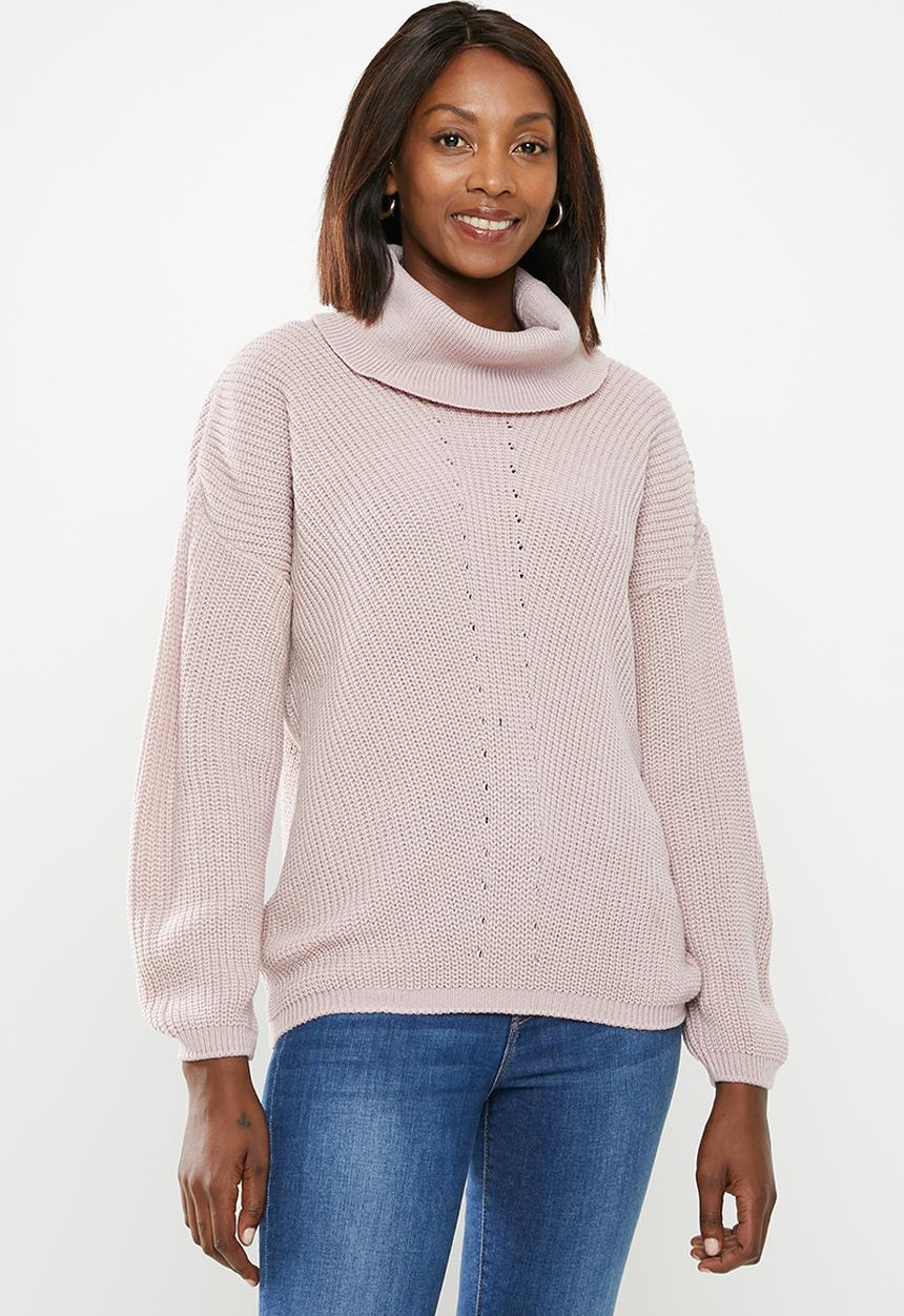 edit - Slouchy cowl neck jumper - pink