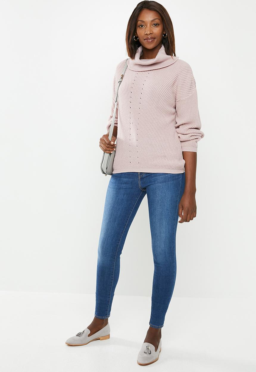 edit - Slouchy cowl neck jumper - pink