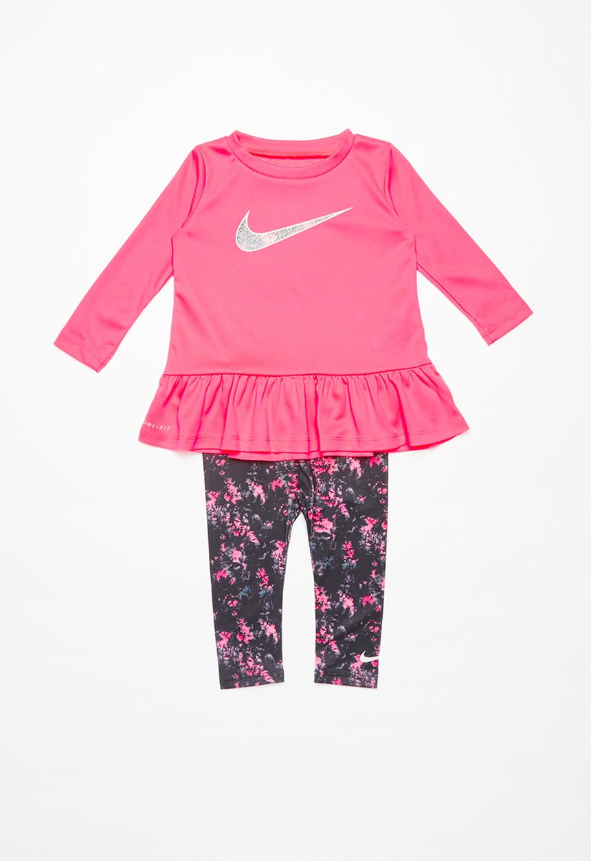 Nike - Nkg peplum tunic legging set - black & pink