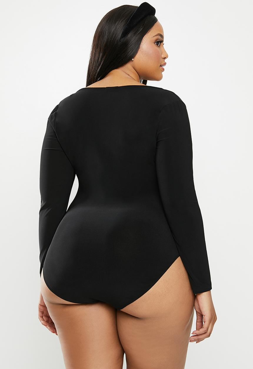 MILLA - Square neck bodysuit - black