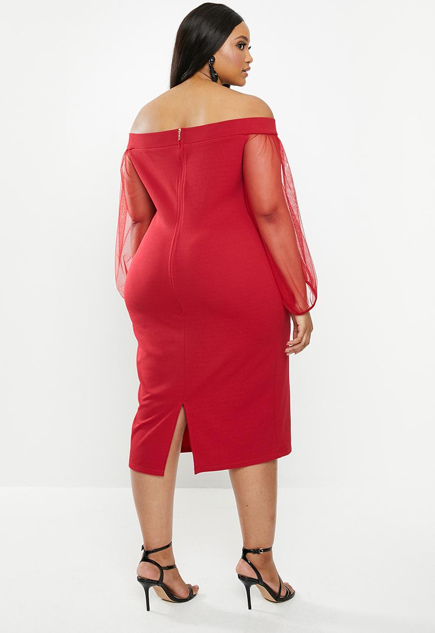 MILLA - Bardot midi dress - red