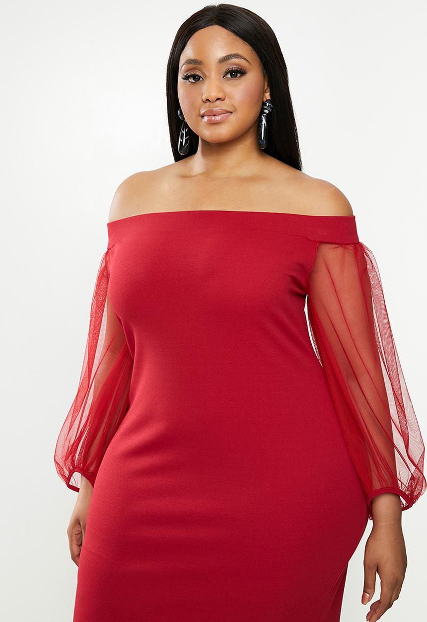 MILLA - Bardot midi dress - red