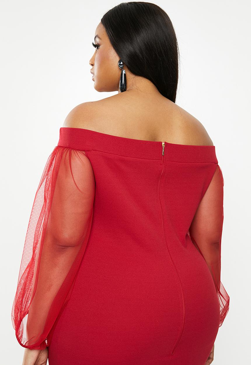 MILLA - Bardot midi dress - red