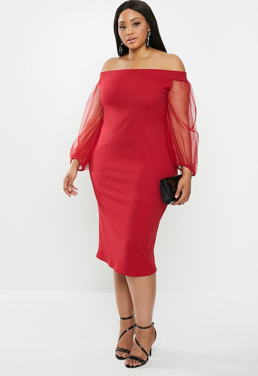 MILLA - Bardot midi dress - red