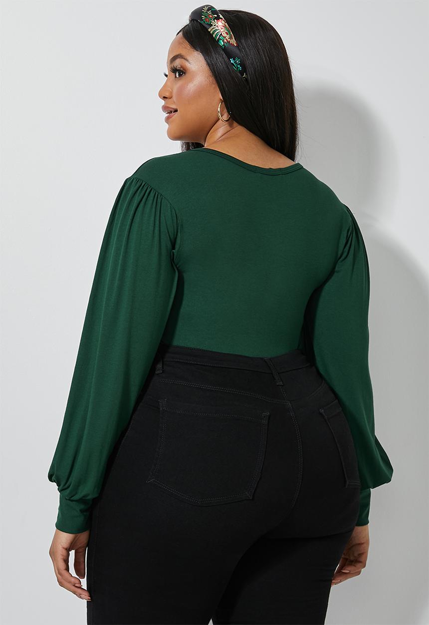Superbalist - V-neck puff sleeve bodysuit - green