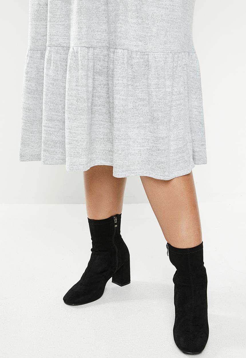 MILLA - Cut & sew tiered midi balloon sleeve dress - grey