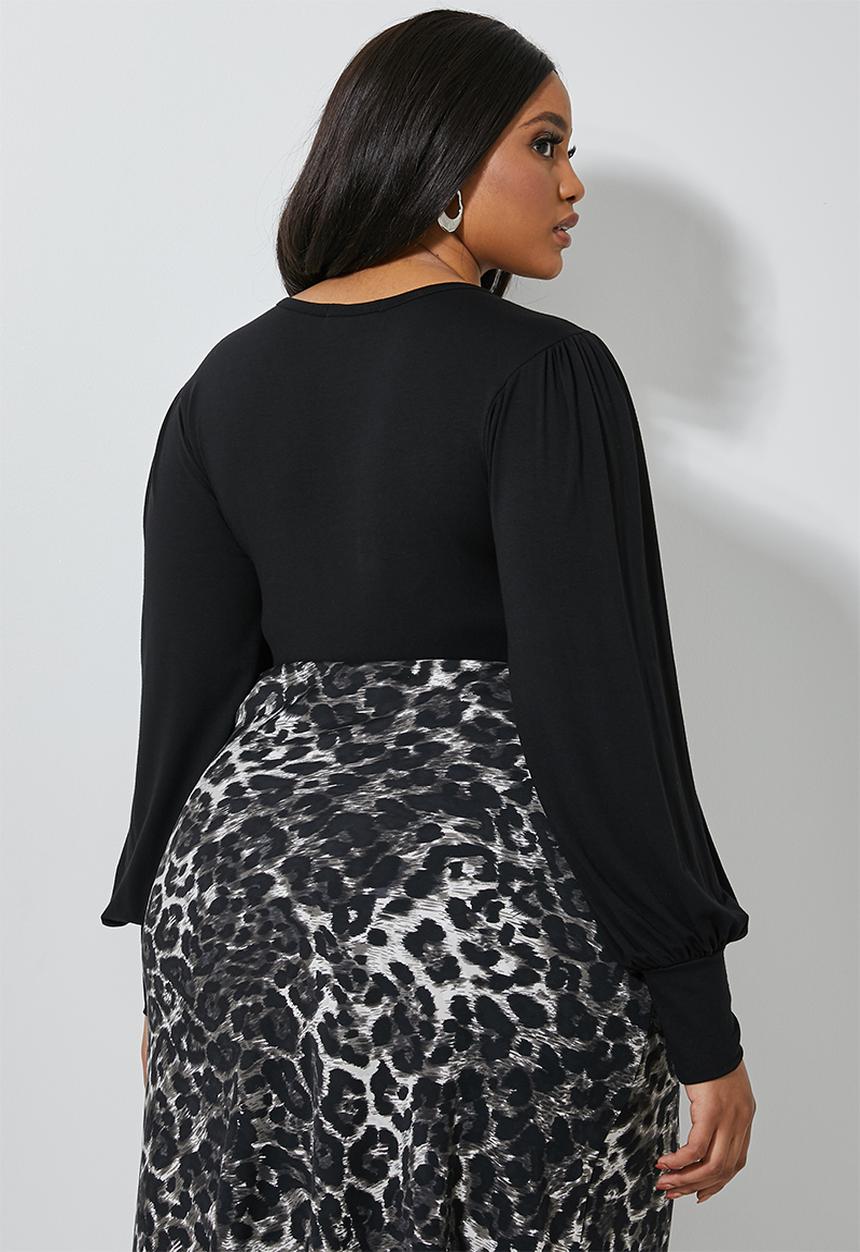 Superbalist - V-neck puff sleeve bodysuit - black