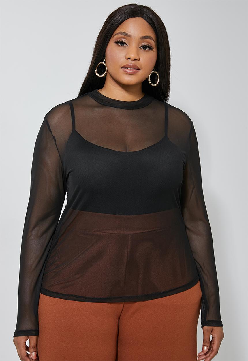 Superbalist - Single mesh turtle neck (plus) - black