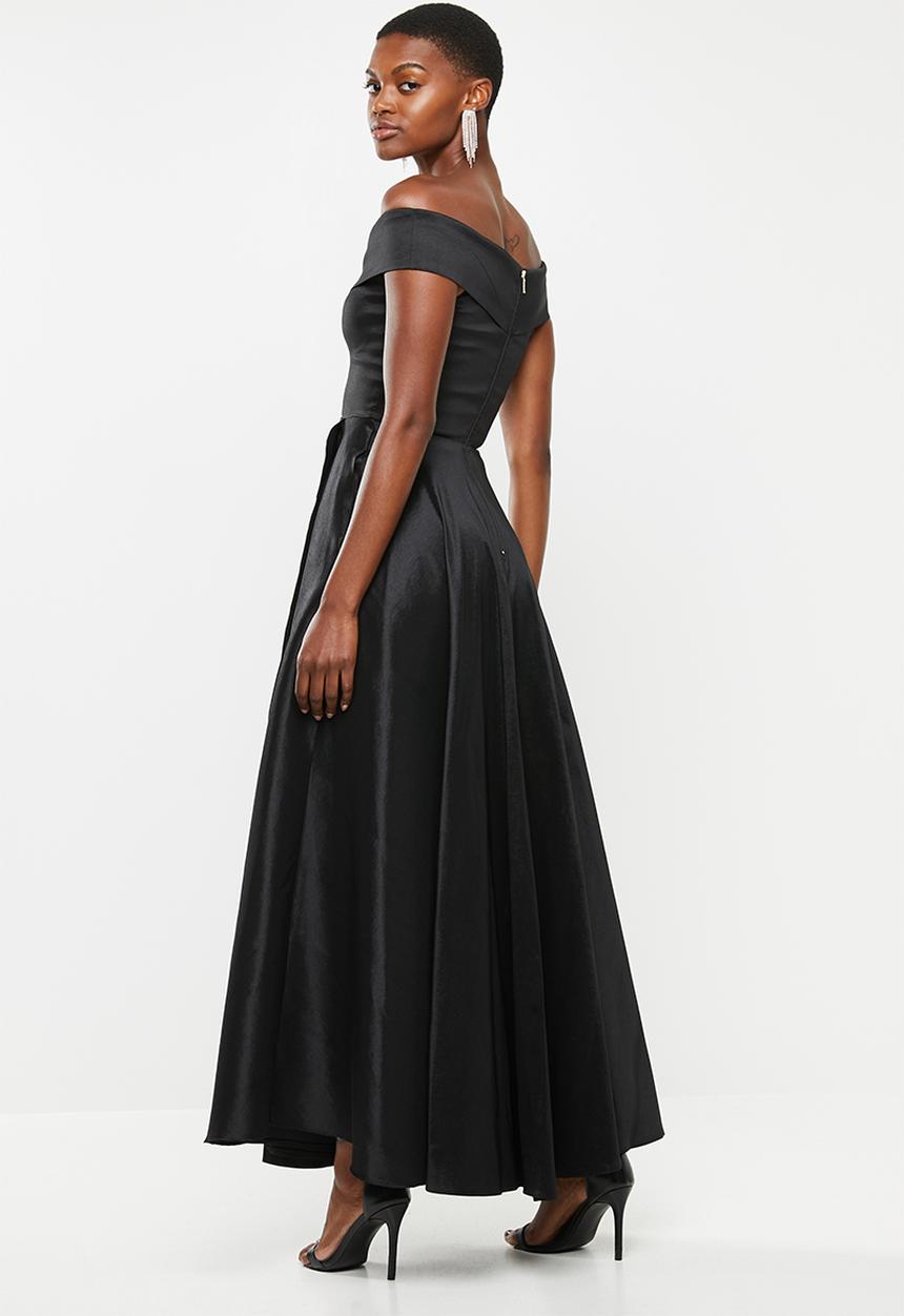 VELVET - Bardot plunge maxi - black