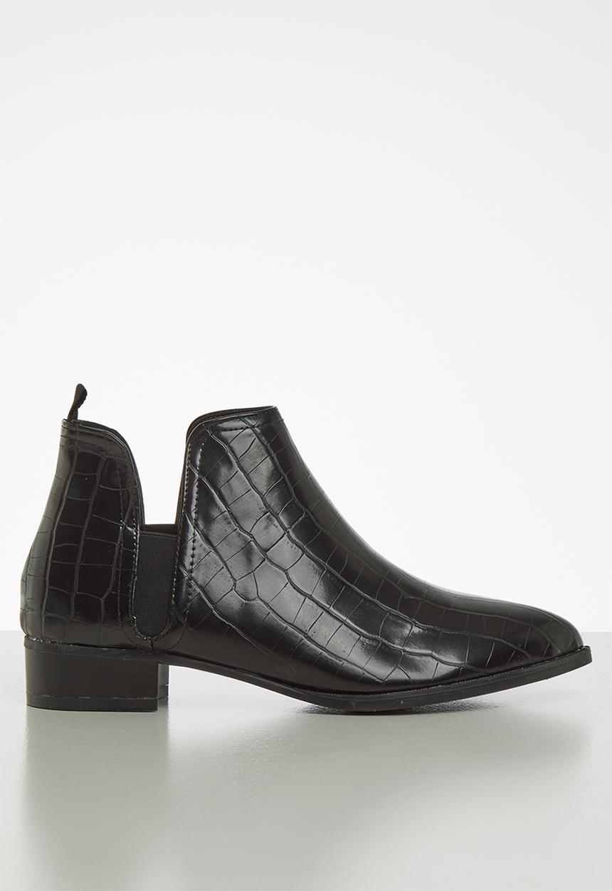 Jada - Croc detail ankle boot - black