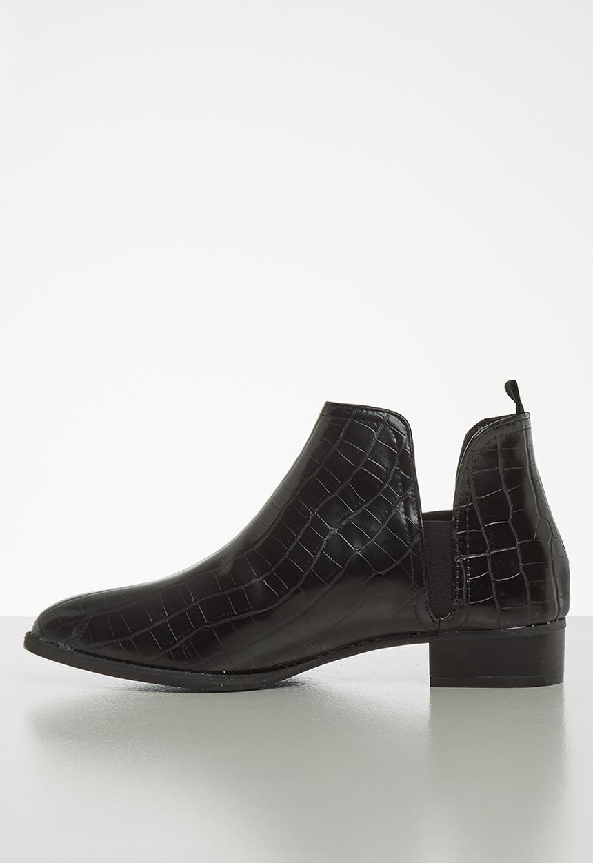 Jada - Croc detail ankle boot - black
