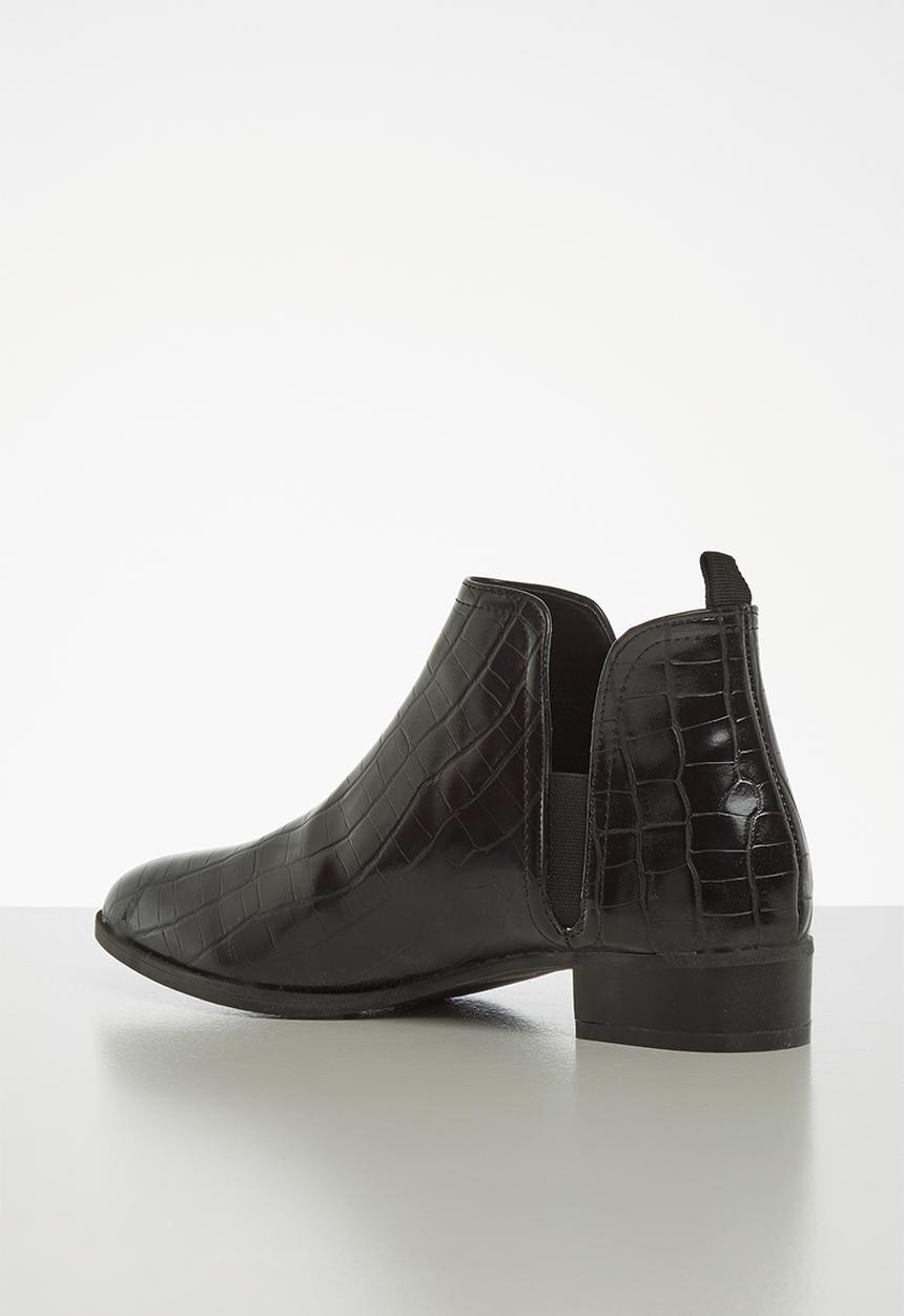 Jada - Croc detail ankle boot - black