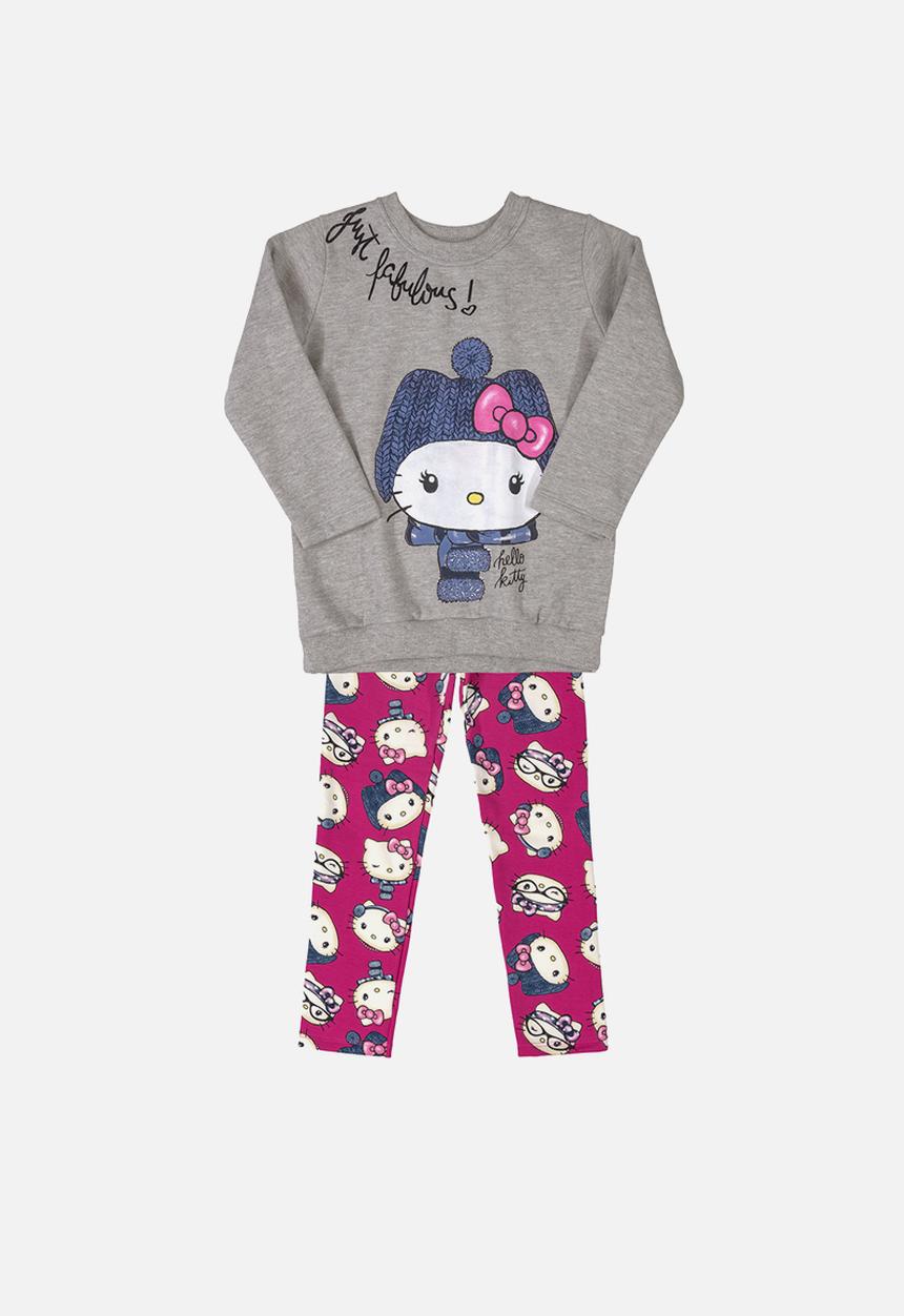 Hello Kitty - Girls kitty sweatshirt & legging set - pink & grey