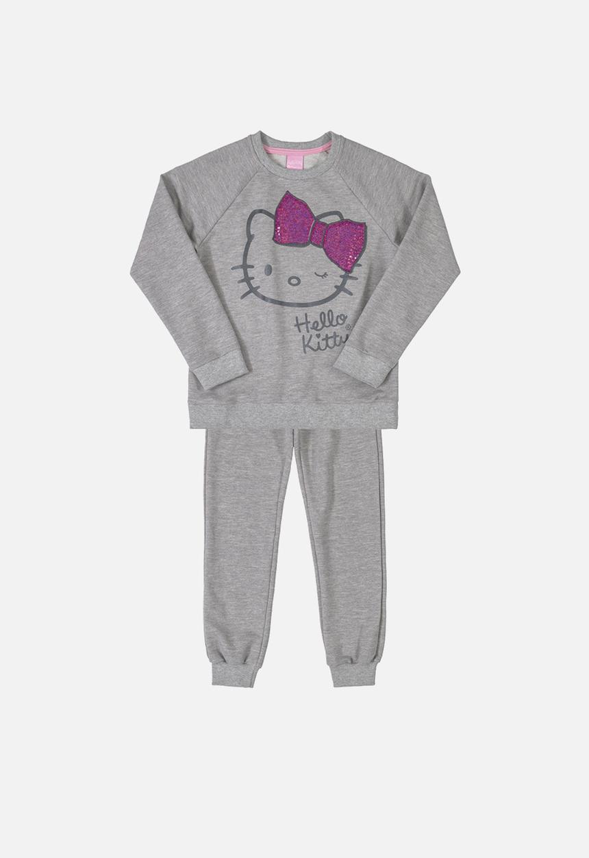 Hello Kitty - Girls kitty fleece top & pants set - grey