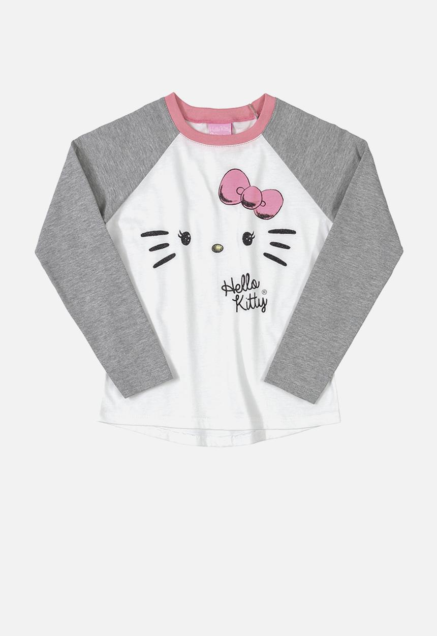 Hello Kitty - Girls kitty print t-shirt - white & grey