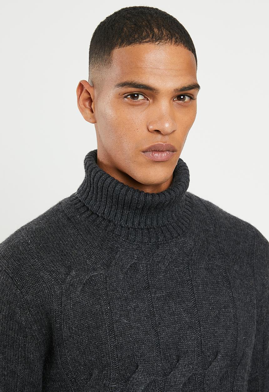 Selected Homme - Kale roll neck knit - grey 