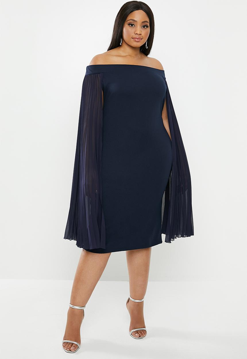 VELVET - Bardot midi bodycon - ink