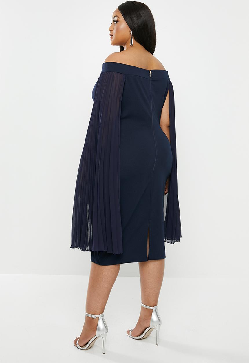 VELVET - Bardot midi bodycon - ink