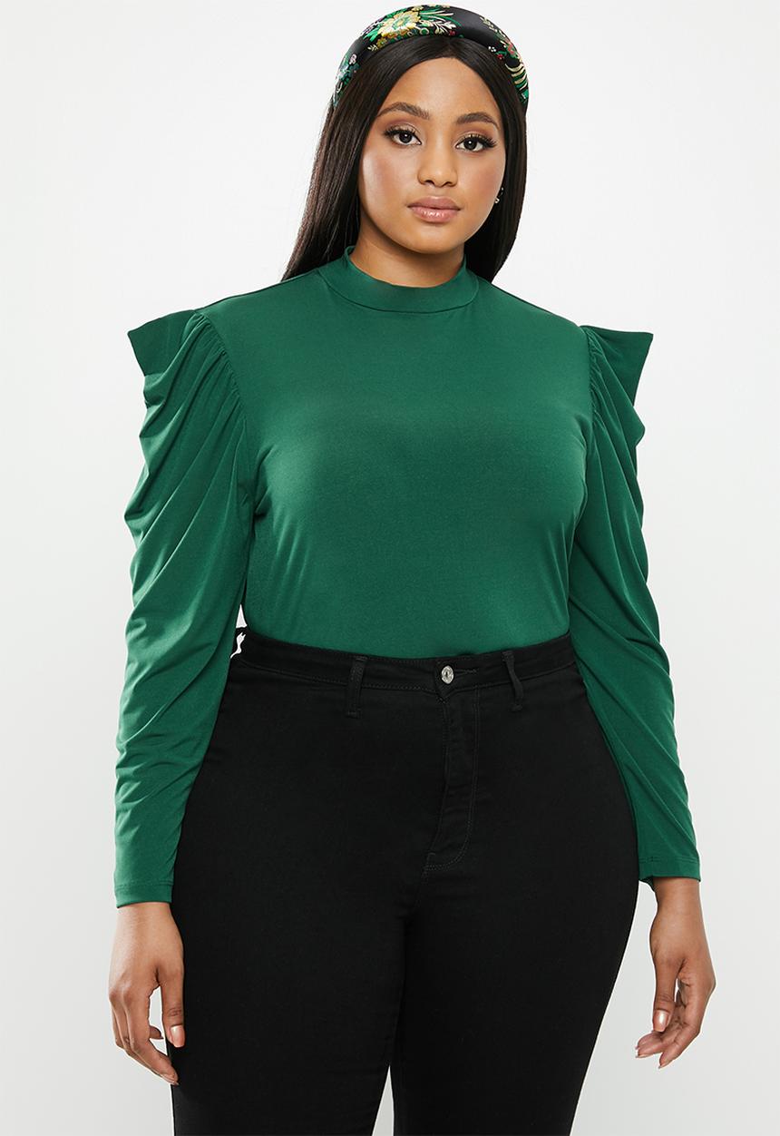 VELVET - Drape sleeve bodysuit - green