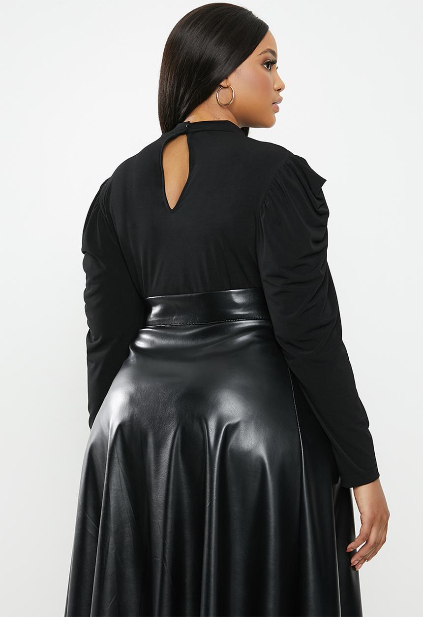 VELVET - Drape sleeve bodysuit - black