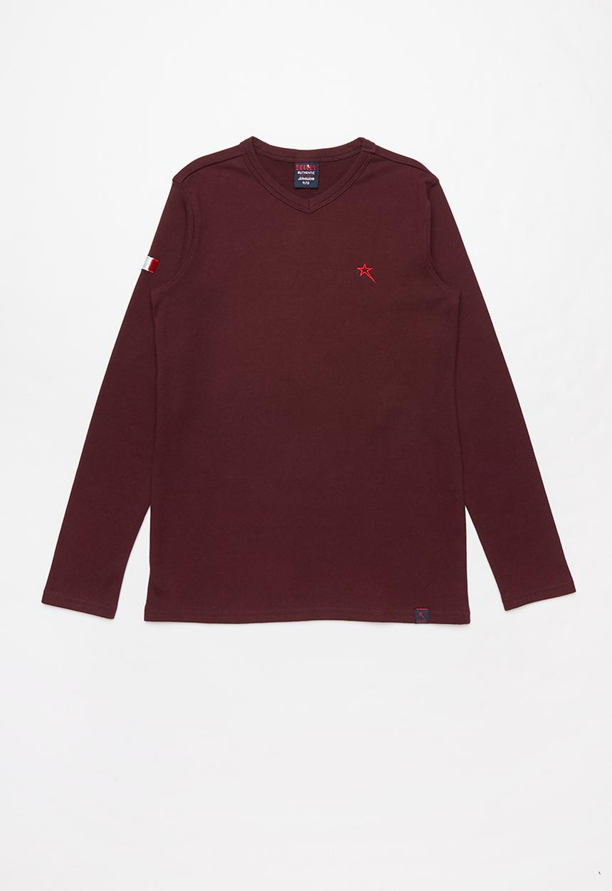 SOVIET - Jetson long sleeve V-neck tee - burgundy