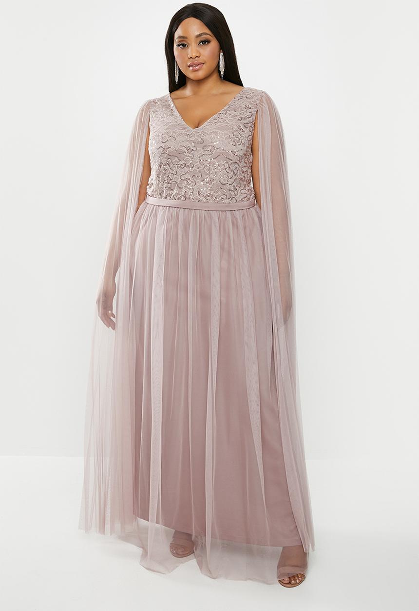 VELVET - Cape sleeve maxi dress - pink / lilac