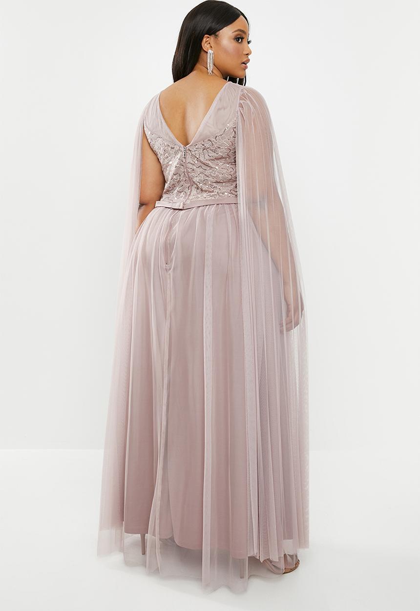 VELVET - Cape sleeve maxi dress - pink / lilac