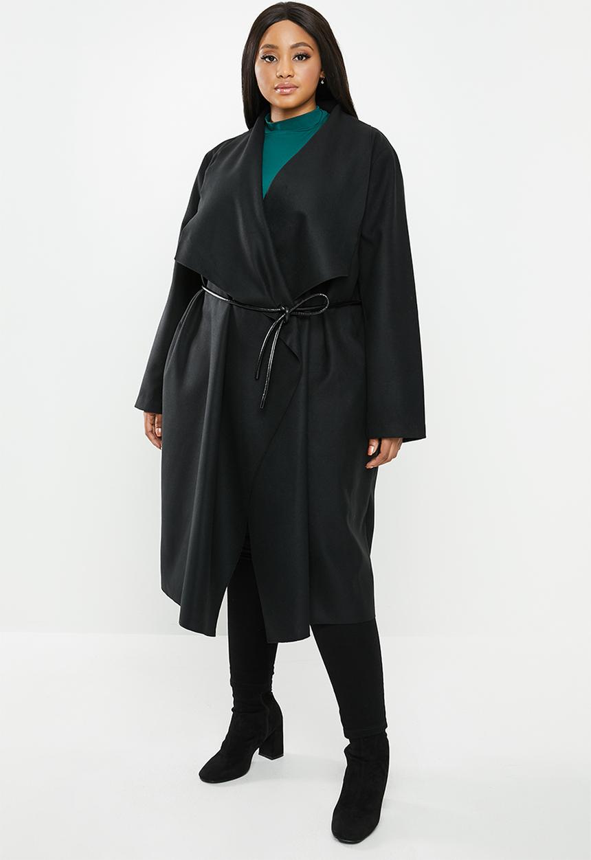 VELVET - Waterfall coat - black