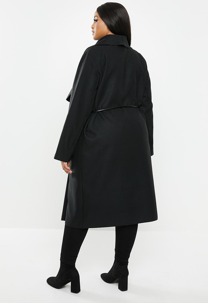 VELVET - Waterfall coat - black