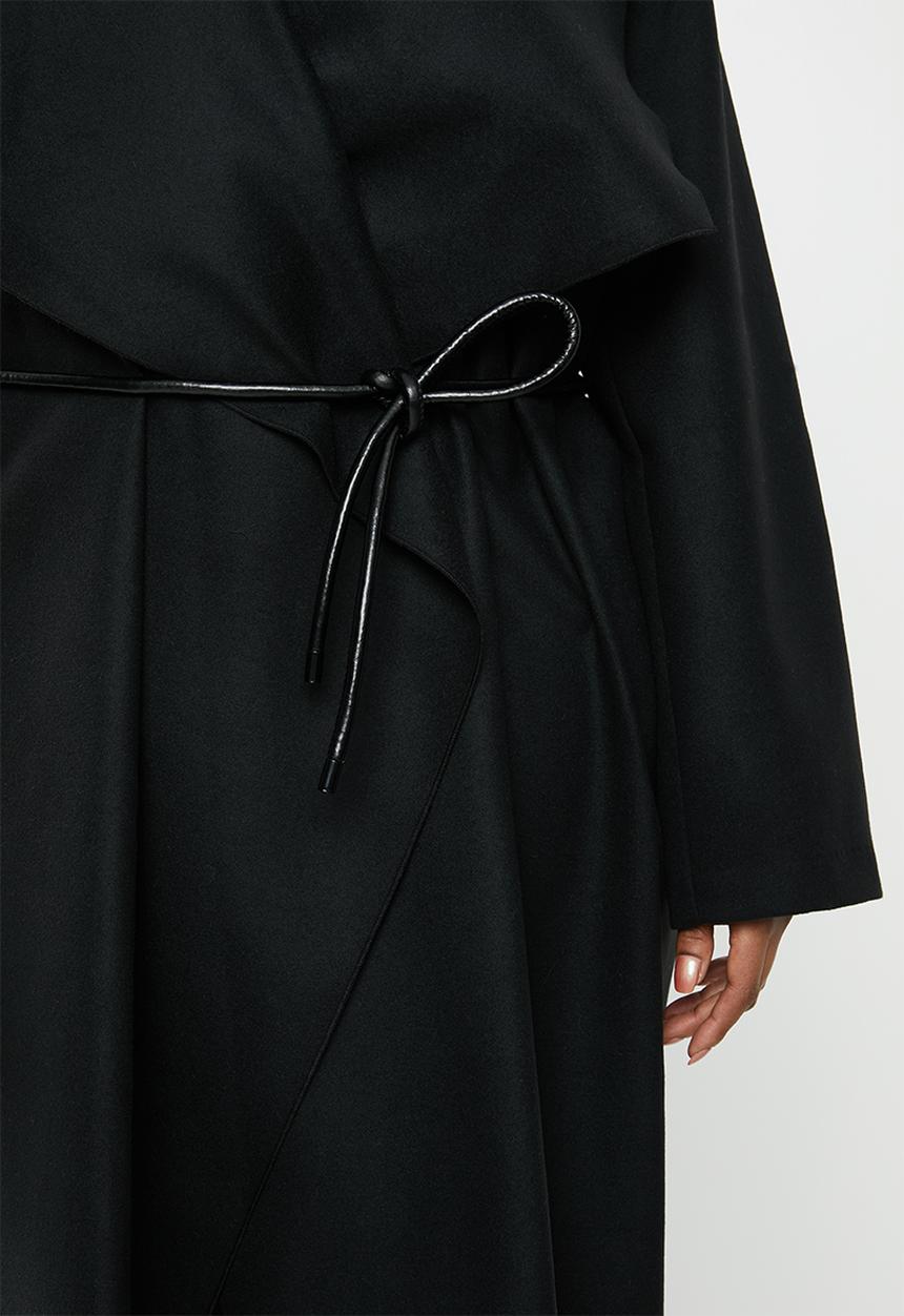 VELVET - Waterfall coat - black